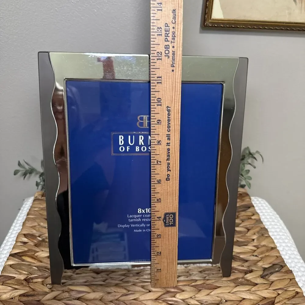 Burnes of Boston Silver Tone Metal 8x10 Picture Frame Wavy Border Desktop Wall